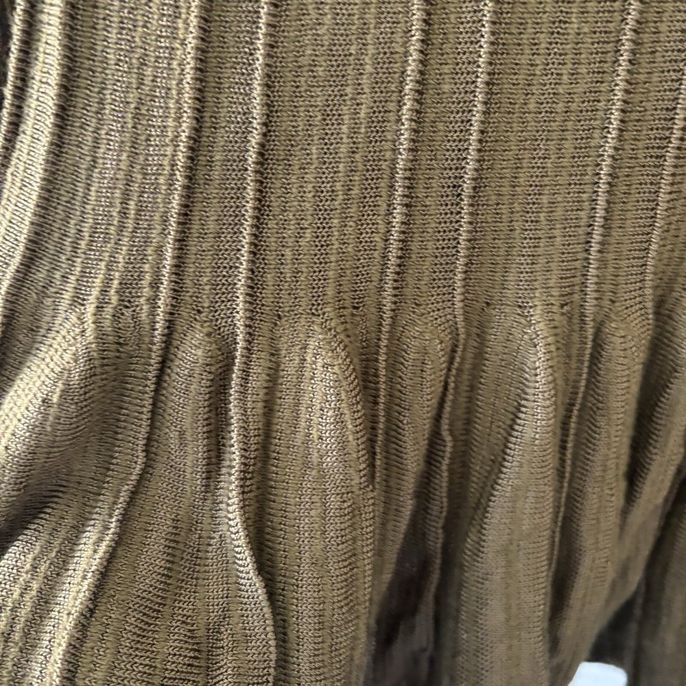 Free People M Olive Green Ribbed Ribs & Ruffles Knit Sweater Tunic - Picture 13 of 14